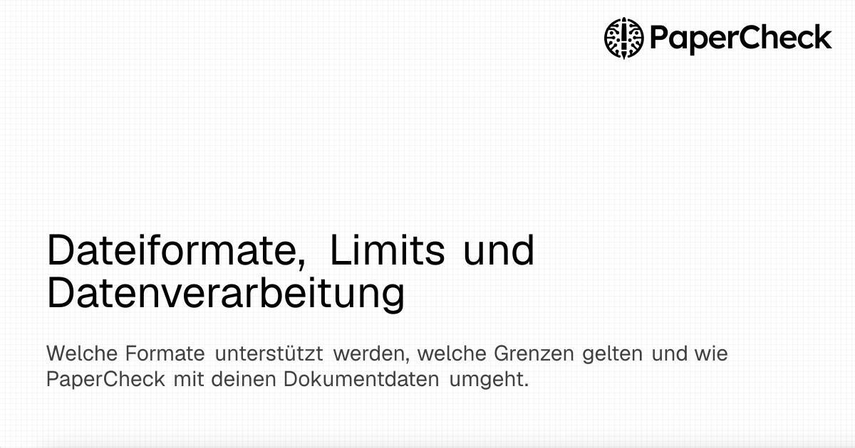 Dateiformate, Limits und Datenverarbeitung