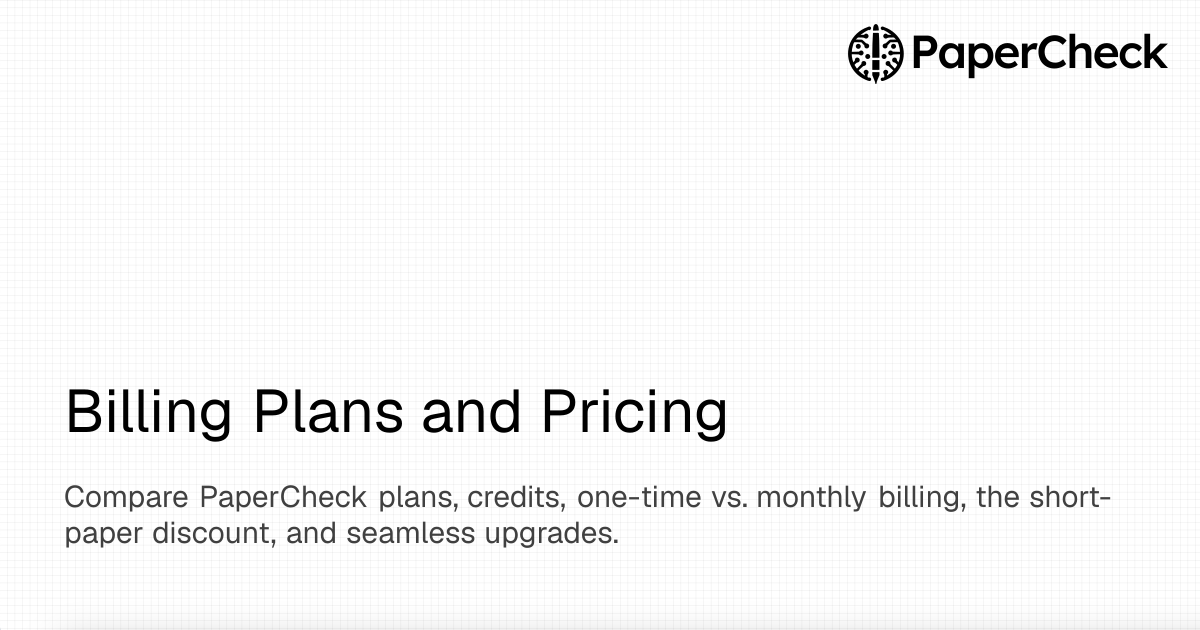 Billing Plans and Pricing
